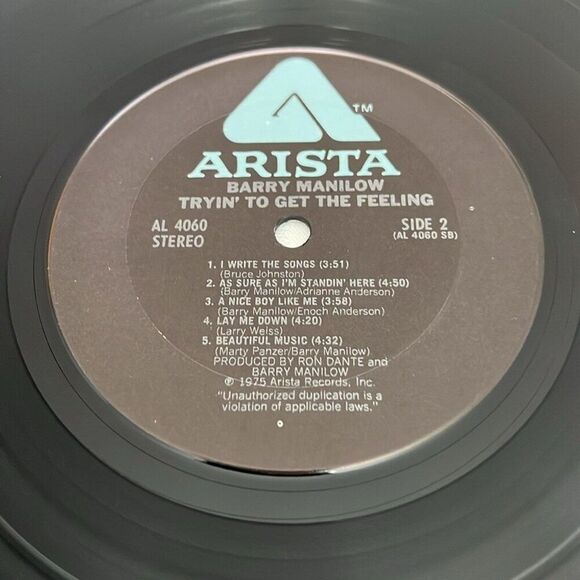 LP Vinyl Barry Manilow Tryin’ To Get The Feeling with Intact Dust Cover + Sleeve - Picture 6 of 6